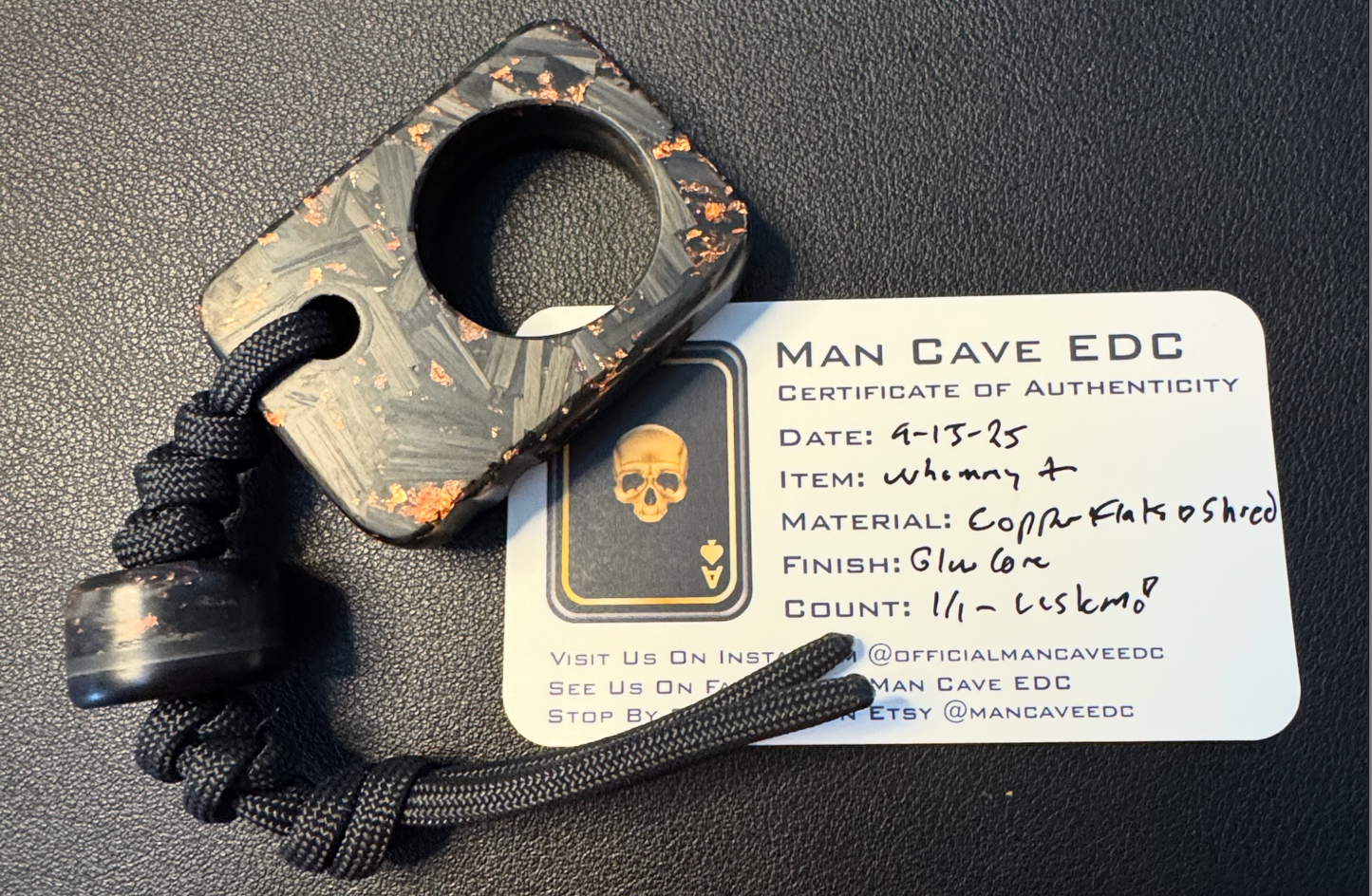 Man Cave EDC Pocket Charm Copper Flake Shred with Glow Core