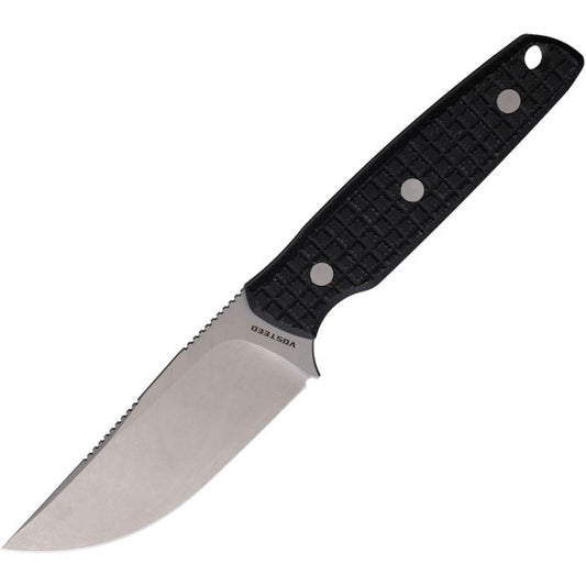 Vosteed Mink Fixed Blade Knife, Satin Blade with Black Micarta Handle